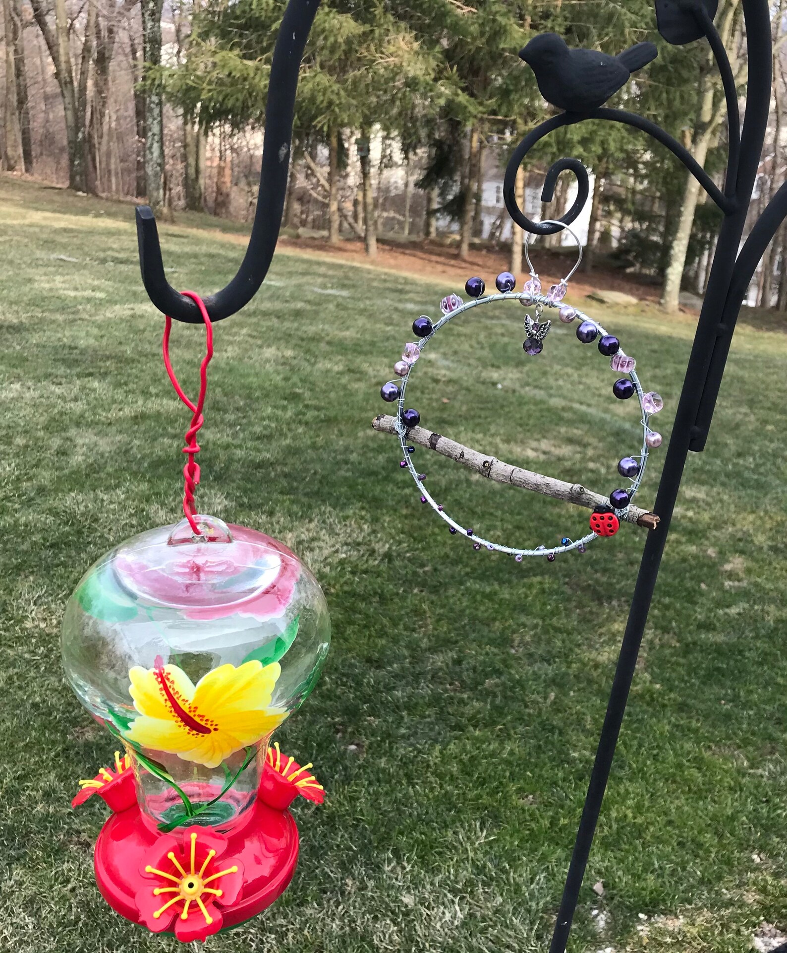 Hummingbird Swing Hummingbird Perch Garden Decor Bird Etsy