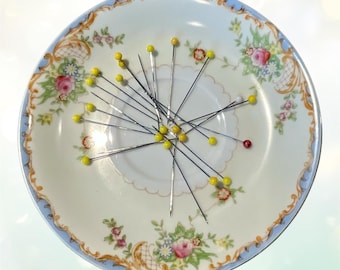 Vintage China Magnetic Bowl: Upcycled  Pin and Needle Minder