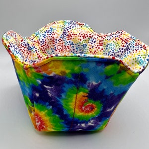 Rainbow Reversible Pint Size Ice Cream Cozy, Holder for Cold or Hot Cups, Microwavable