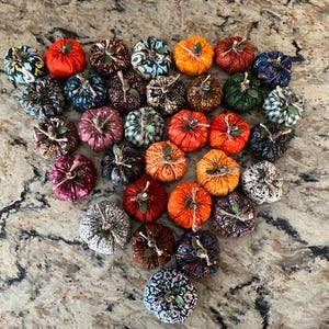 Mini Fabric Pumpkins: Fall Tiered Tray Decor