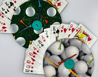 Set of 2 Golf Themed Playing Card Holders, Gift for Card Players, Card Club Gifts, Card Holders for Small Hands and Hands with Arthritis