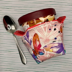 Reversible Pint Size Ice Cream Cozy, Holder for Cold or Hot Cups, Microwavable