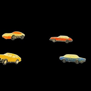 4 Vintage Car Lapel Pins, Enamel Pins, Car Tie Tack, Datsun 200, BMW, Cadillac, Pontiac Collectible Pins, Metal Pins, 1980s