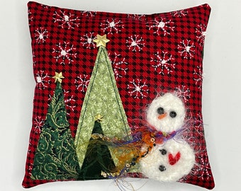 Handmade Snowman Mini Pillow for Tiered Tray or Bowl Filler Decor