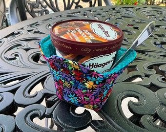 Reversible Pint Size Ice Cream Cozy, Holder for Cold or Hot Cups, Microwavable