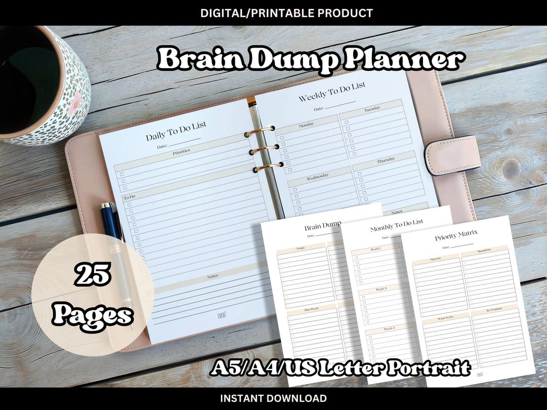 Brain Dump Planner Printable | ADHD Daily Planner | Mental Clarity ...