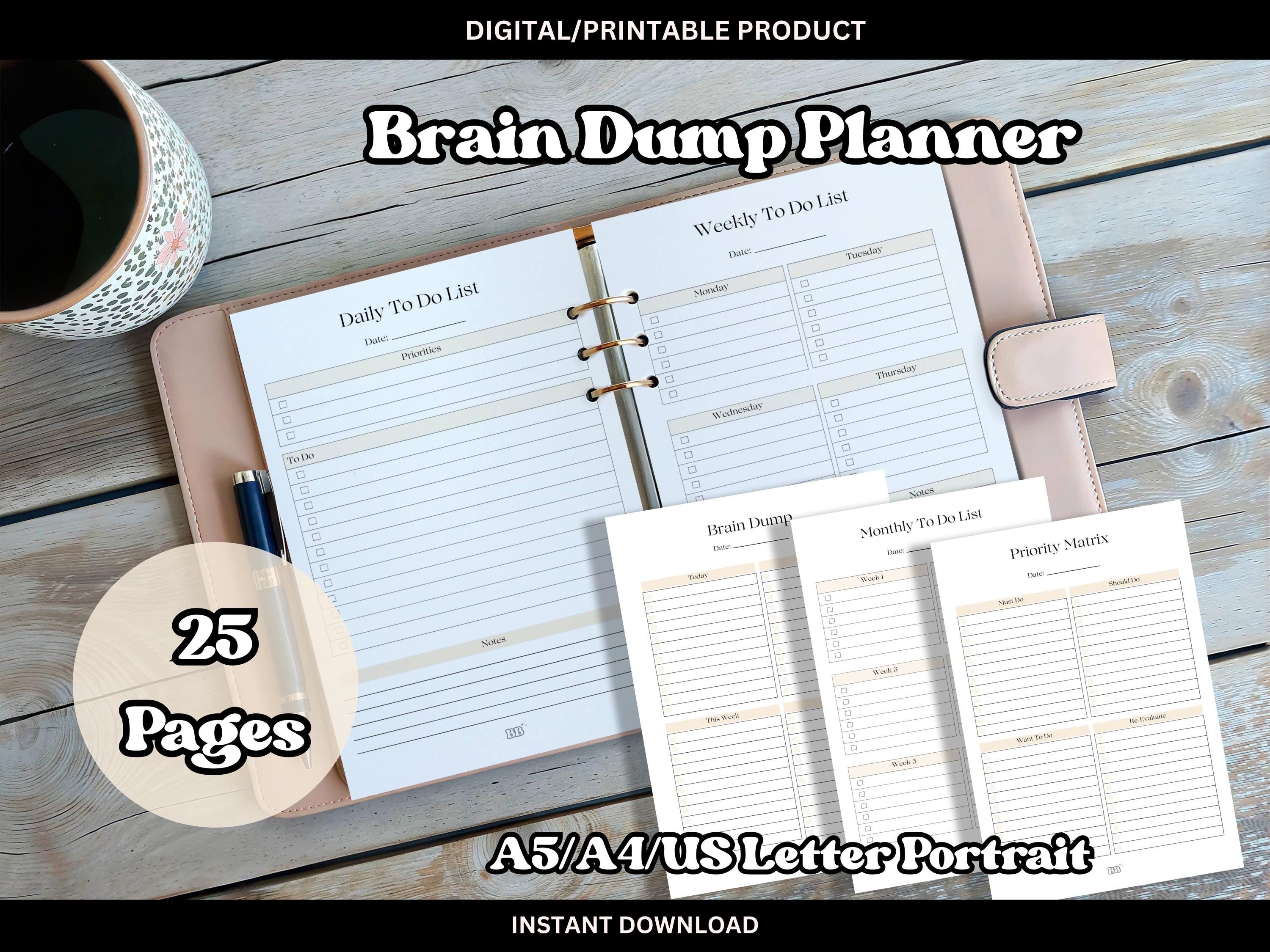 Brain Dump Planner Printable | ADHD Daily Planner | Mental Clarity ...