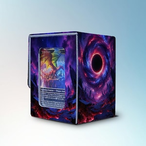 MTG Deck Box with Commander Display, Holds 100+ Sleeved Cards, Solar Eclipse, PU Leather