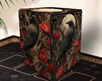 Mtg Deck Box, Gothic Raven, Commander Deck Boxes, Holds 100+ Sleeved Cards, PU Leather