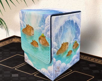 Mtg Deck Box, Holds 100+ Sleeved Cards, Commander Deck Boxes, Capybara, PU Leather