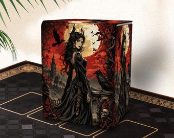 Mtg Deck Box, Gothic Vampire, Commander Deck Boxes, Holds 100+ Sleeved Cards, PU Leather
