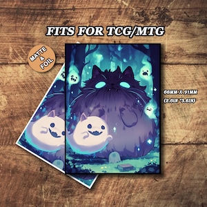 Fundas para cartas de Mtg, fundas mate para cartas de Mtg, fundas de gato espeluznante, fundas de cartas mágicas de alta calidad y detalladas, fundas para cartas artísticas