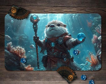MTG Playmat, Otter Warrior Theme Custom Play Mat, TCG Playmat with Zones - 24&quot;x14&quot;, MTG Accessory, Table Top Gaming Gifts