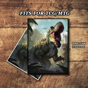 Bustine protettive per carte MTG, bustine protettive personalizzate per carte artistiche MTG e TCG, bustina protettiva con tema dinosauro cittadino, bustine protettive resistenti e di alta qualità, opzione foil/olografica