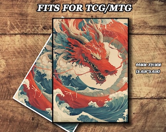 MTG-kaarthoezen - Dragon of the Waves-thema, standaard en Japans formaat, folie of mat