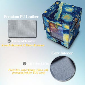 Puede incluir: Caja de almacenamiento de cartas en forma de cubo con dise&ntilde;o de noche estrellada. La caja tiene un exterior de cuero PU resistente a los ara&ntilde;azos y al agua con textura de diamante. El interior tiene un forro de terciopelo suave.