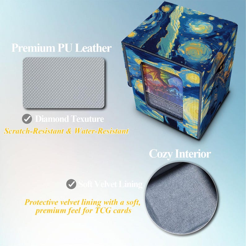 Puede incluir: Caja de almacenamiento de cartas en forma de cubo con dise&ntilde;o de noche estrellada. La caja tiene un exterior de cuero PU resistente a los ara&ntilde;azos y al agua con textura de diamante. El interior tiene un forro de terciopelo suave.