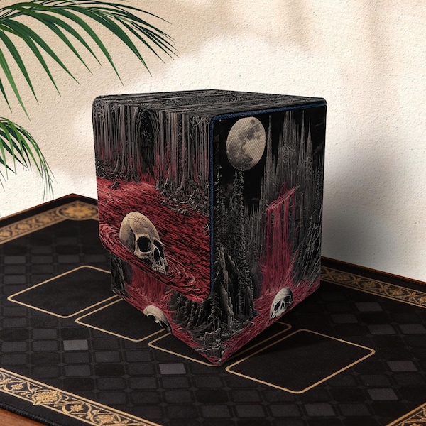 Mtg Deck Box, Holds 100+ Sleeved Cards, Commander Deck Boxes, Blood Falls, PU Leather