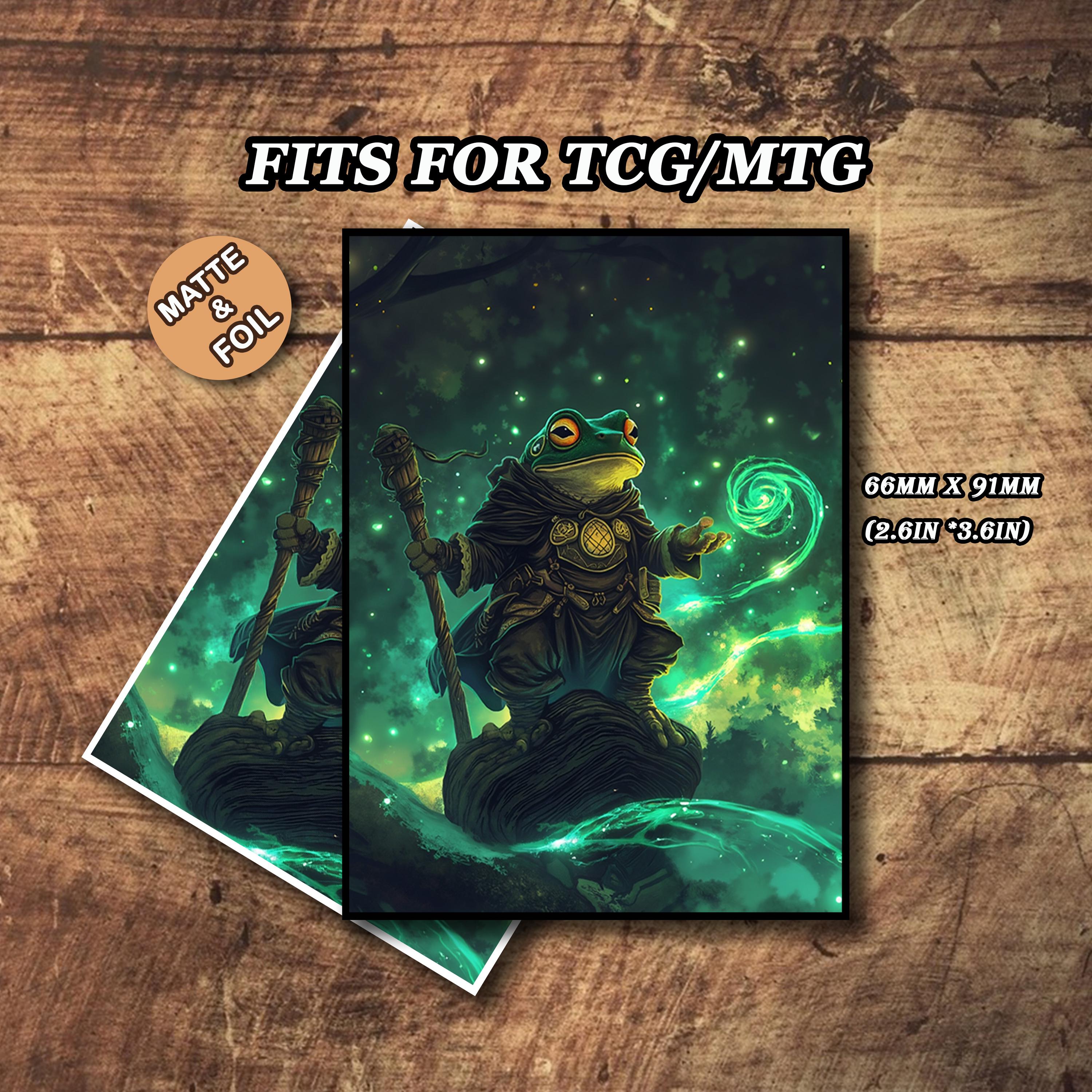 mtg frog card sleeves Foxtrot Designs TCG Art Sleeves. Wizard Design - 100 Count Card Protectors with Matte Textured Back Fool Frog Card Sleeves