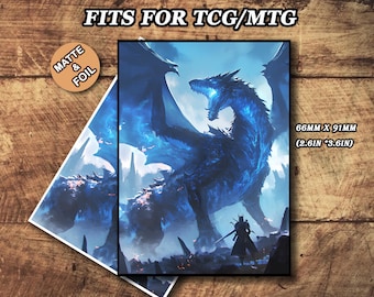 Mtg Card Sleeves Matte, Ice Dragon Art Card Sleeve, Foil/Holo, Gift for Gamers