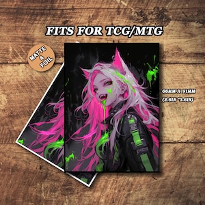 Fundas mate para cartas Mtg, fundas con temática de zorro fantasma neón, fundas Mtg de alta calidad y detalladas, funda para cartas mágicas