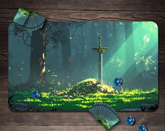 MTG プレイマット、ピクセルソード カスタムプレイマット、ゾーン付き
