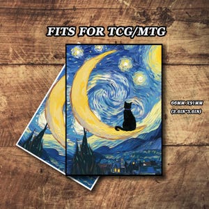 Mtg Sleeves, Starry Sky Cat Theme Card Sleeve, Top Quality and Detailed Art Sleeves, Magic Card Sleeve