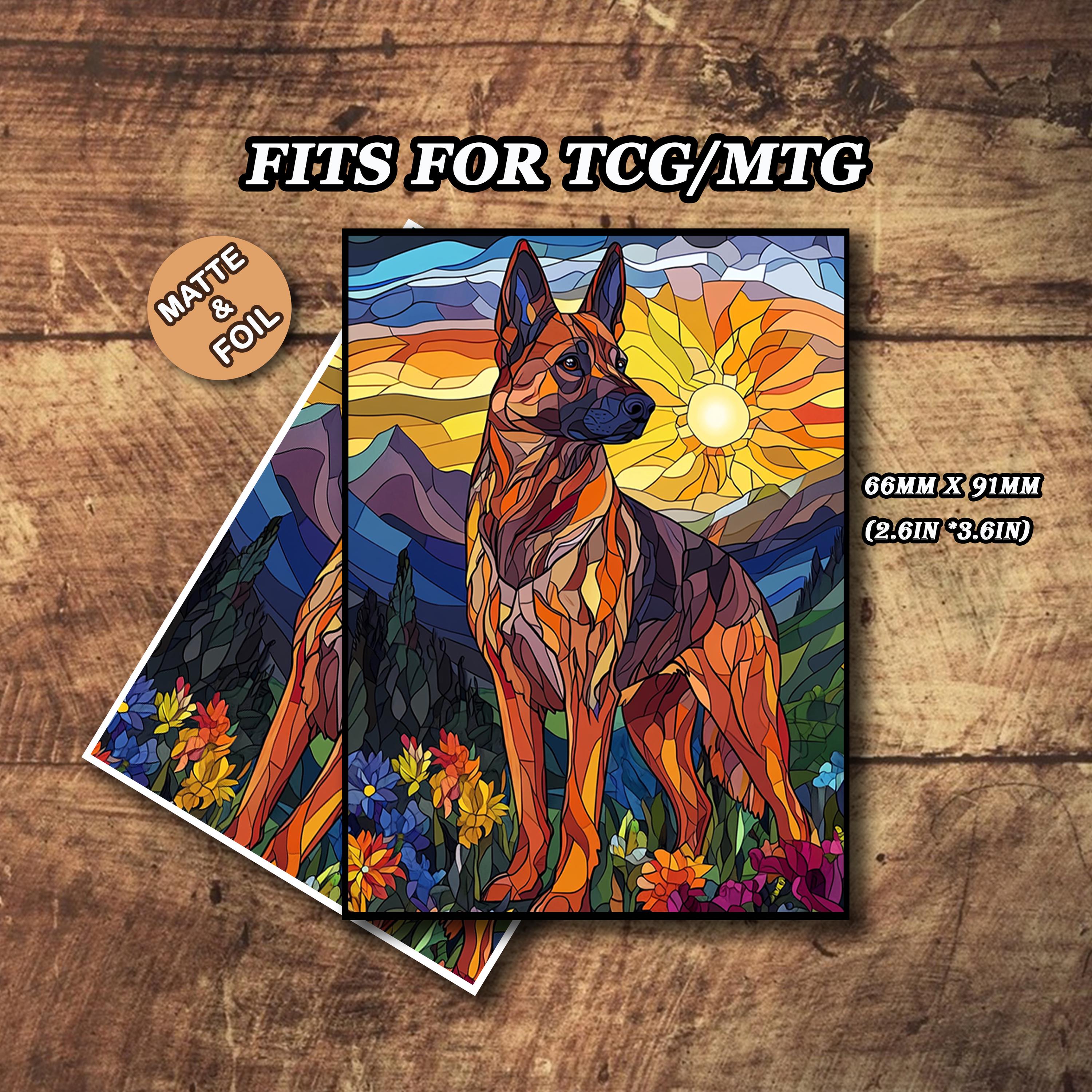 Mtg Sleeves Matte, Stained Glass Dog Card Sleeves, Standard Size