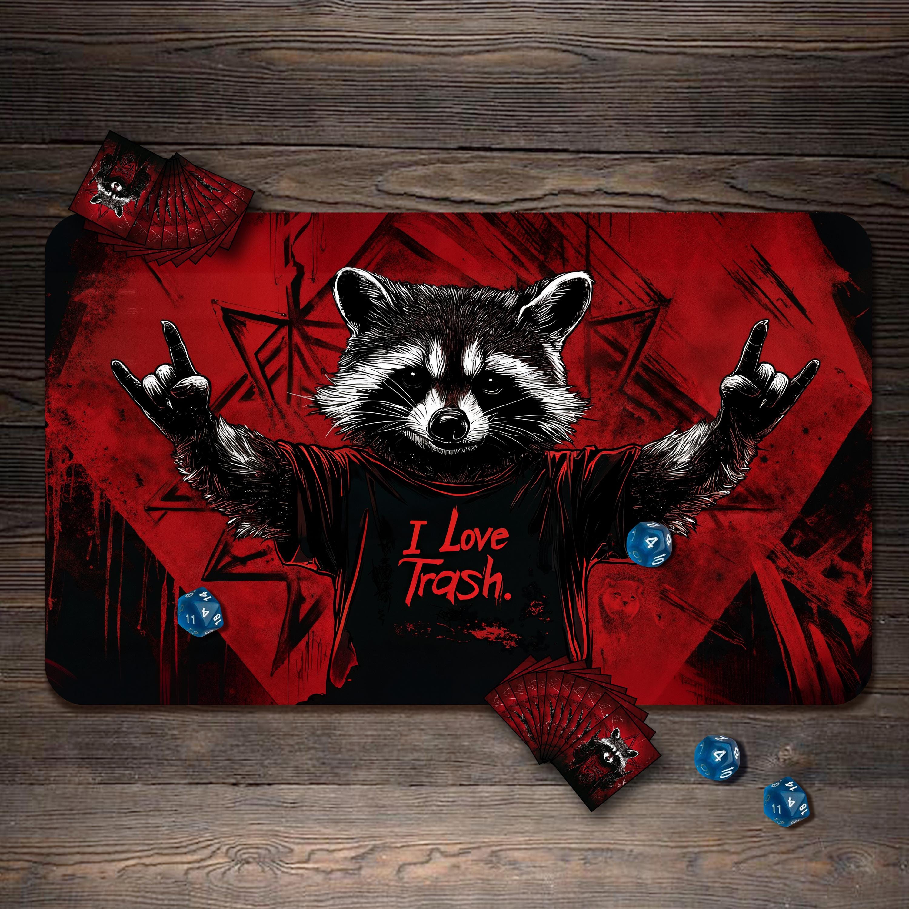 MTG Playmat, Trash Panda Custom Play Mat, TCG Playmat With Zones