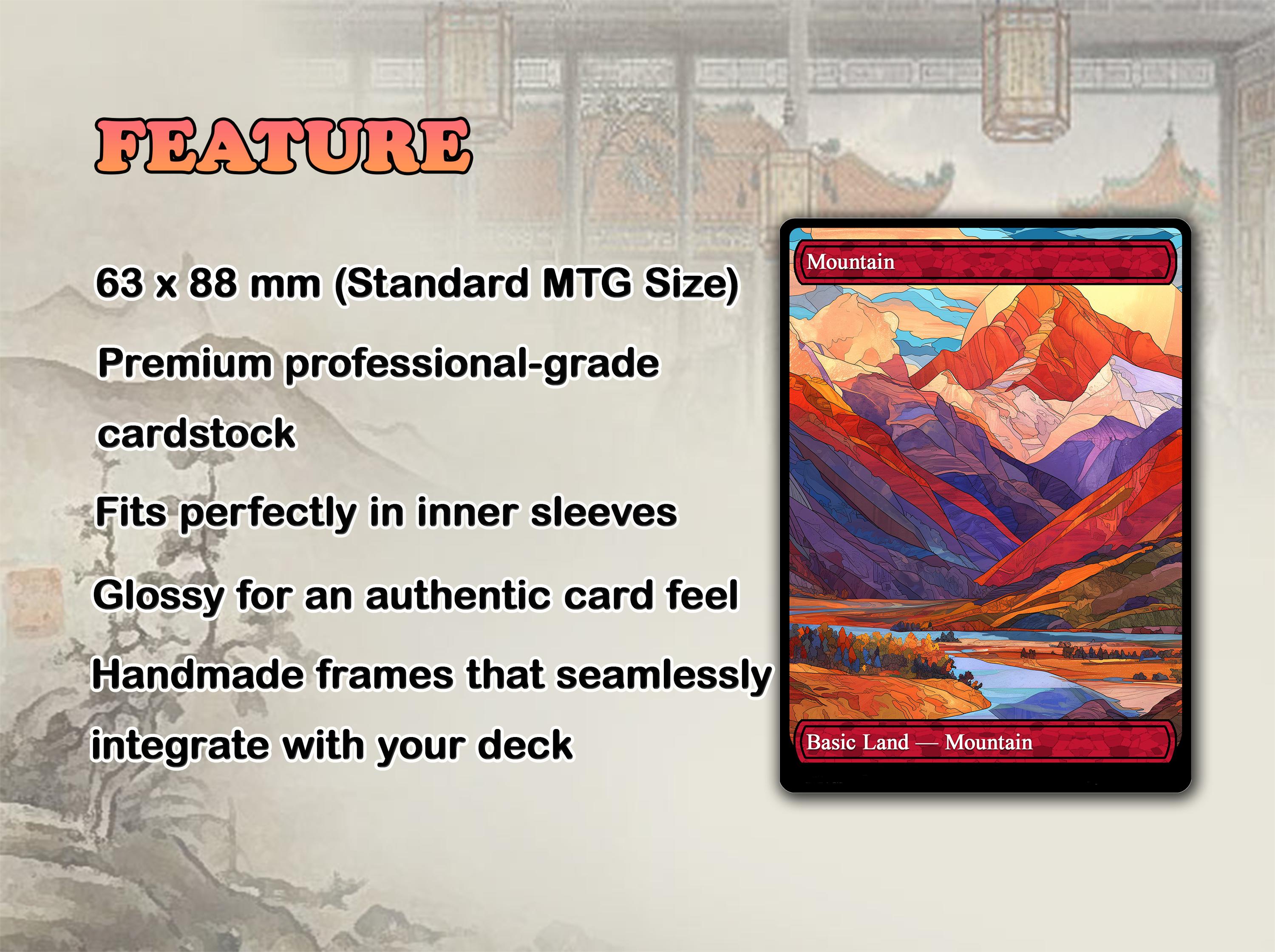 50 Basic Land Proxy Bundle, Custom Cards Full Art, Stained Glass Basic ...