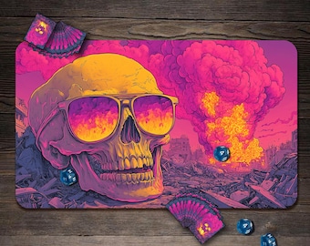 MTG Playmat, Detonating Skull Custom Play Mat, TCG Playmat with Zones - 24"x14"