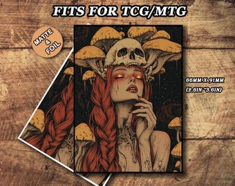 Fundas para cartas MTG - Temática de bruja calavera, tamaño estándar y japonés, laminadas o mate
