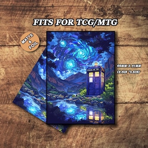 Fundas para cartas de Mtg, fundas mate para Mtg, fundas de vitral para Tardis, fundas de alta calidad y detalladas para cartas de Magic, fundas artísticas para cartas.