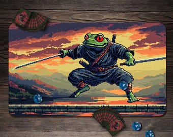 MTGプレイマット（ゾーン付き）、カエルテーマのTCGプレイマット、非