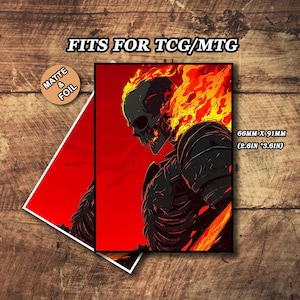 MTG Card Sleeves - Blazing Skeleton Theme, Standard & Japanese Size, Foil or Matte