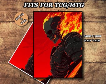 MTG Card Sleeves - Blazing Skeleton Theme, Standard & Japanese Size, Foil or Matte