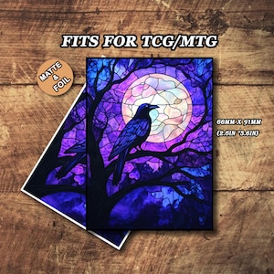 Mtg Sleeves Matte, Mtg Card Sleeves, Stained Glass Crow Card Sleeves, Top Quality and Detailed Magic Card Sleeve, Art Card Sleeves