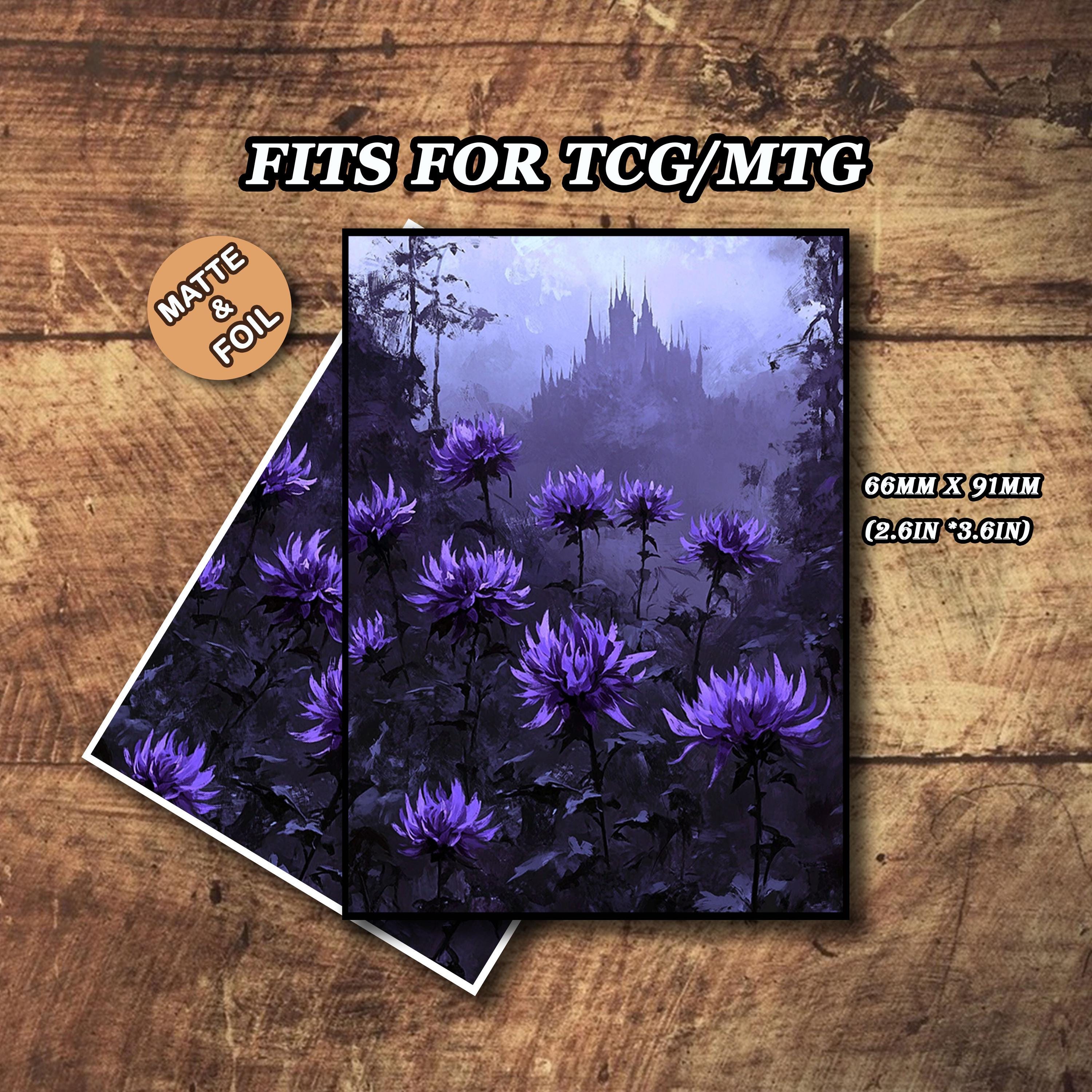 MTG カードスリーブ - すみれ色の花テーマ、標準サイズと日本サイズ