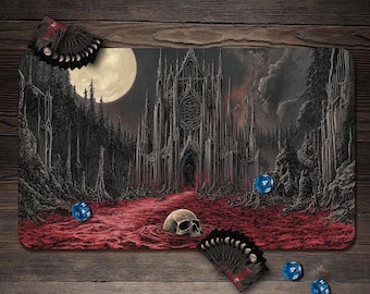 MTG Playmat, Blood Falls Theme Custom Play Mat, TCG Playmat with Zones - 24"x14"