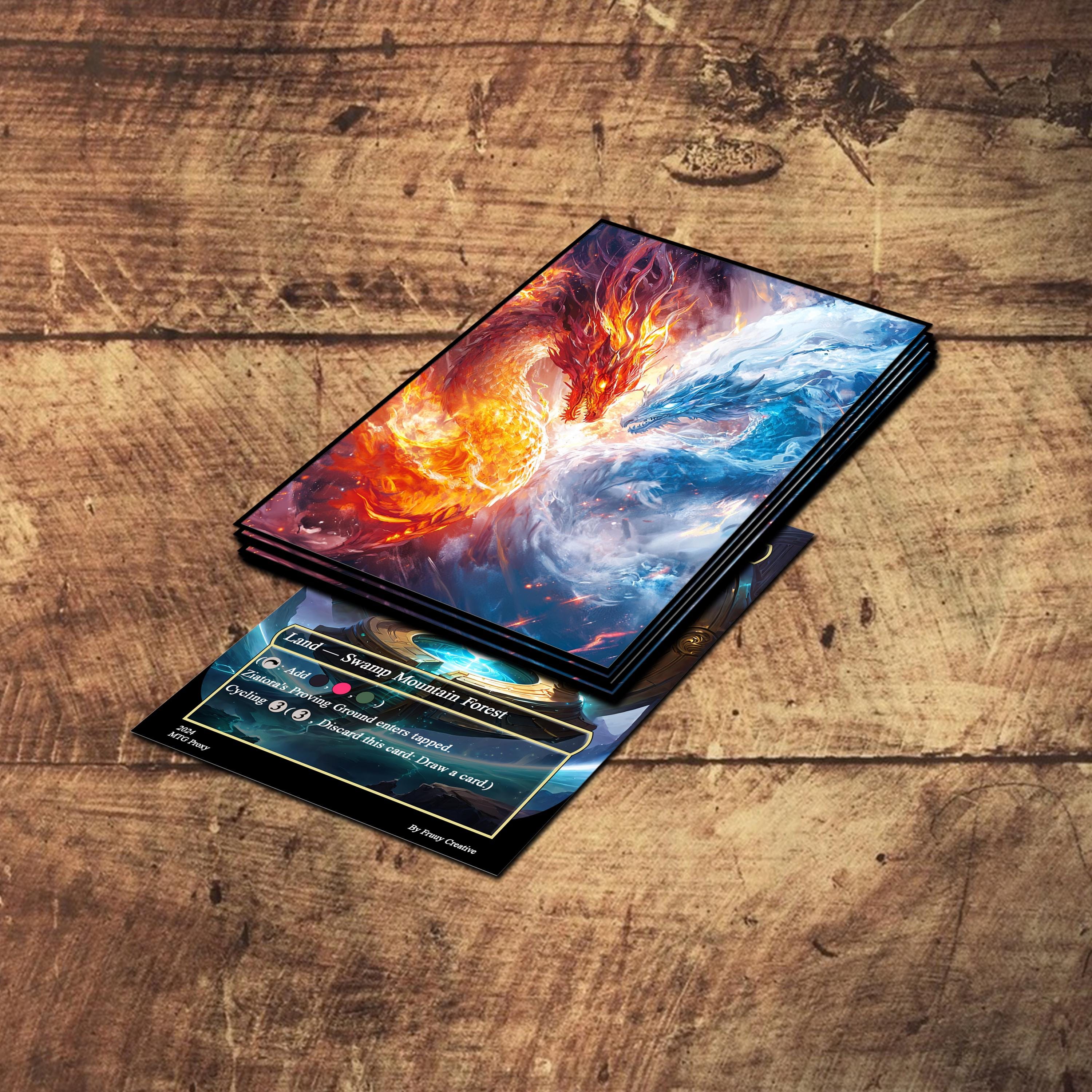 MTGカードスリーブ、赤青ドラゴンカードスリーブ、マットまたはホイル