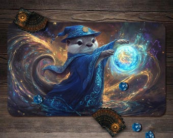 MTG Playmat, Otter Mage Theme Custom Play Mat, TCG Playmat with Zones - 24&quot;x14&quot;, MTG Accessory, Table Top Gaming Gifts
