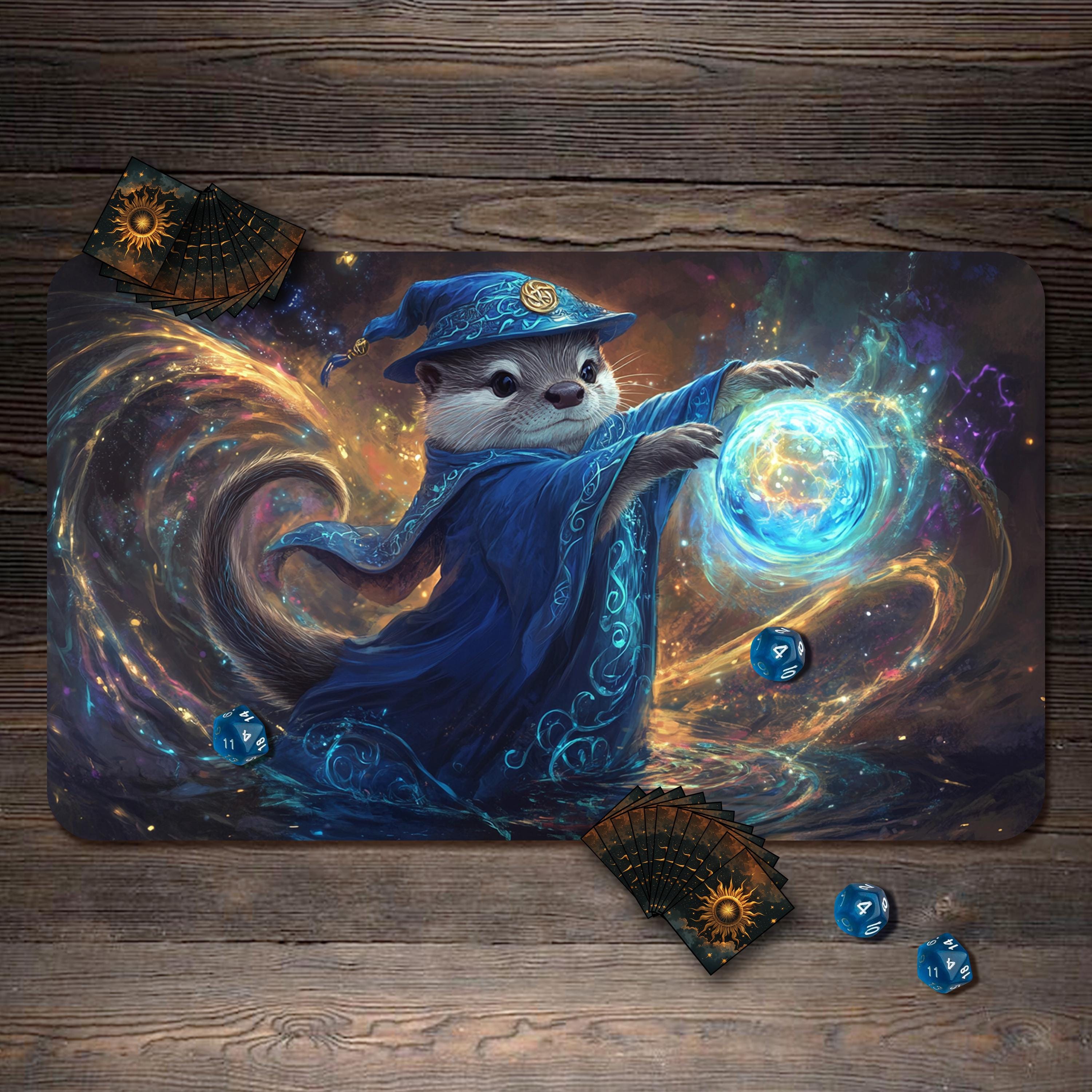 MTG Playmat, Otter Mage Theme Custom Play Mat, TCG Playmat With