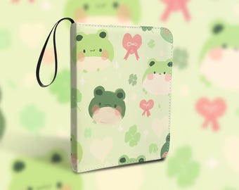 Trading Card Binder, 4/9 Pocket, PU Leather Storage for TCG Collectors, Green Frog Theme