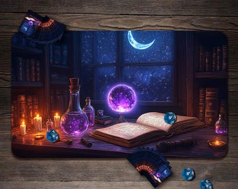 MTG Playmat, Magic Night Custom Play Mat, TCG Playmat with Zones - 24"x14"