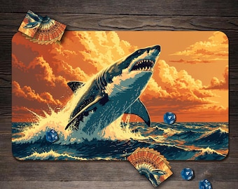 MTG Playmat, Shark Theme Custom Play Mat, TCG Playmat with Zones - 24"x14"