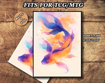 MTG-kaarthoezen, aquarel koi-thema TCG-hoezen, mat of folie, cadeau voor gamers