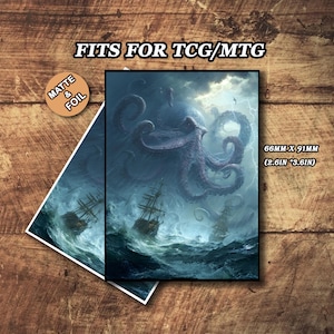 Pochettes pour cartes mates mate, Pochettes pour cartes sur le thème Kraken Tempest, Pochettes pour cartes détaillées et de qualité supérieure, Pochettes pour cartes magiques