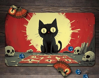 MTG Krabbeldecke, Skull Cat Spielmatte, Spieldecke mit Bereiche - 24"x14"