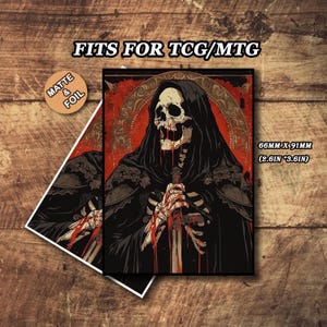 Bustine protettive opache per carte MTG, bustine protettive per carte a tema Scheletro della Morte, bustine protettive per carte MTG di alta qualità e dettagliate, bustina protettiva per carte Magic