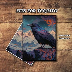 Mtg Card Sleeves, TCG Card Sleeve, Mysterious Raven Theme Card Sleeves, Custom Card Sleeves, Magic Card Sleeve, Gifts for Gamers